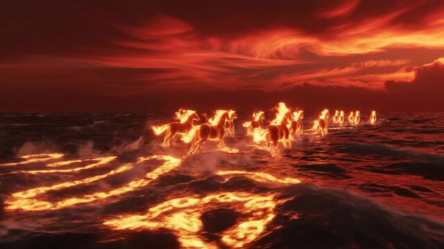 Celebrating Lunar New Year 2026 Horse Shio with Vibrant Fireworks over the Ocean at Dusk