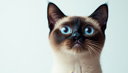 Beautiful Close-Up Portrait of a Balinese Cat Highlighting Unique Coat Pattern and Expressive Eyes