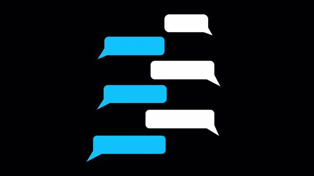 typing text message cloud conversation, text SMS message chatting bubbles message cloud on transparent background, animation text message with alpha channel in 4k.