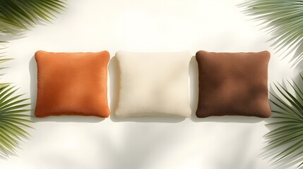 Three Pillows in Different Earth Tones.