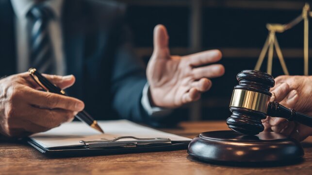 Legal expert reviewing renewal procedures of telecom frequency licenses with a client emphasizing compliance and regulations.