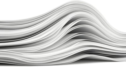 Wavy Stack of White Paper Sheets.