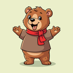 Cheerful cartoon bear welcoming with open arms Vector © MdSakib