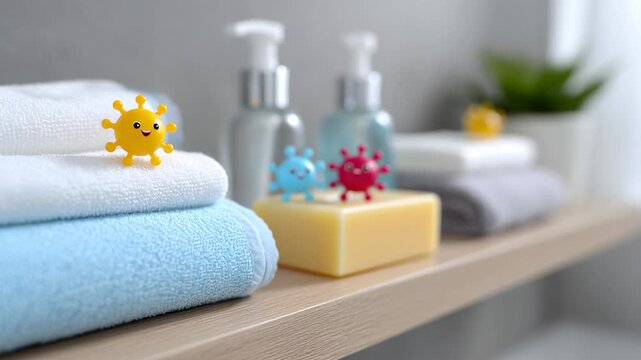 Cleaning routine to keep towels and bathroom supplies fresh in a tidy home setting