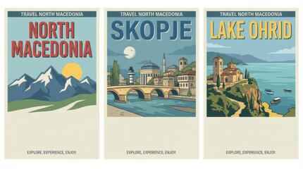North Macedonia Travel Poster Set