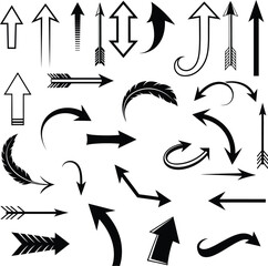 Fototapeta premium Simple and Unique Arrow Set Collection Directional, Curved and Straight Arrows Vector Icons Isolated on transparent 