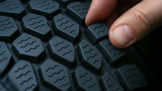 Rubber manufacturing and tire tread pattern inspection with finger ensuring quality, durability, and precision in rubber tire manufacturing process