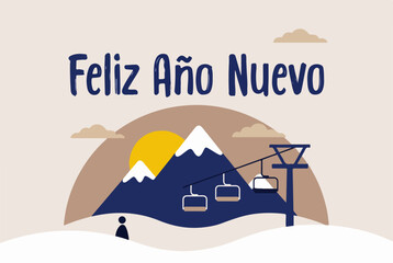 Happy New Year Ski Theme Illustration