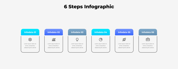 6 Steps Infographic Vertical Diagram with Cards for Presentation Template, Six Step Options Process Vector