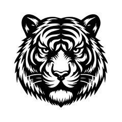 Powerful white tiger head vector illustration for wildlife logo tattoo and mascot design