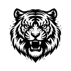 Powerful white tiger head vector illustration for wildlife logo tattoo and mascot design