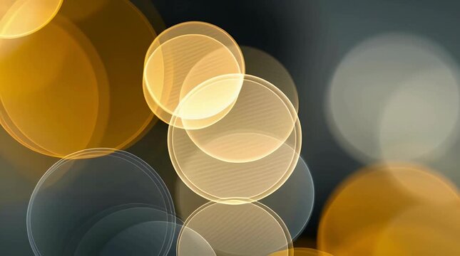 Abstract bokeh background with overlapping circles in warm golden and cool grey tones creates a modern elegant and subtly textured visual for design projects