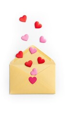 Sunny Envelope with Floating Hearts: Whimsical Valentine Mail Illustration.