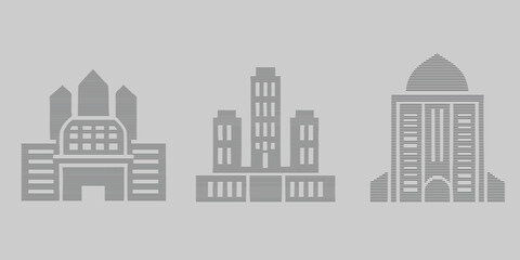 Obraz premium Minimal Line Art City Buildings Vector Set for Architecture Branding, Urban Design, Real Estate Identity and Modern Logo Use