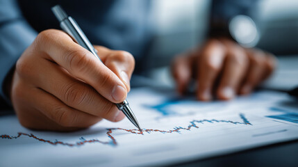 Drawing lines to calculation indicator charts and graphs is financial stock investment tool, manual analysis work, chart annotation, technical analysis marking, performance tracking notation,