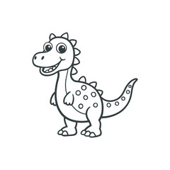 Fototapeta premium A cute cartoon illustration of a friendly dinosaur with big eyes and a wide smile.