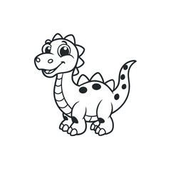 Fototapeta premium A cute cartoon illustration of a friendly baby dinosaur with big eyes and a happy smile.