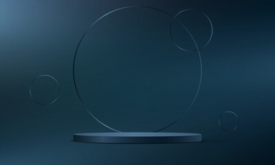 Black and Blue background vector 3d with podium space for selling products on the website. Display of cosmetic products. Stage or podium. Product display background. Vector illustration.
