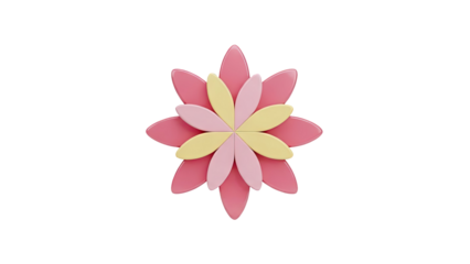 3D Rendered Pink and Yellow Flower Illustration