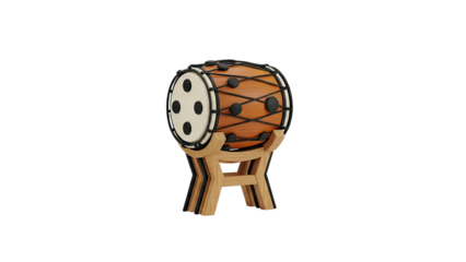 3D Rendered Taiko Drum on Wooden Stand