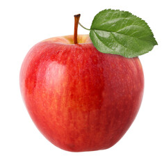 Red apple with leaves (Gala Apple) isolated, transparent PNG, PNG format