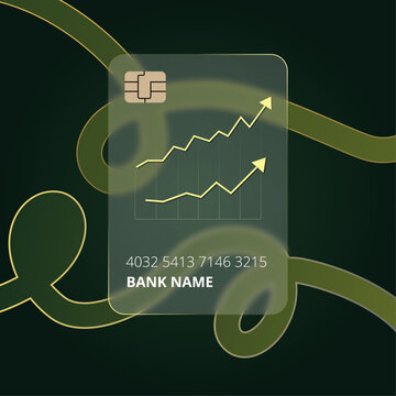 Glassmorphism Digital Investment Card with Green and Gold Design, Financial Growth Illustration, Luxury Investment Concept