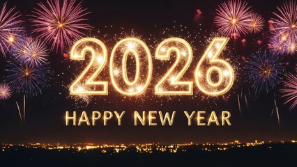 Happy new year 2026 celebration with fireworks