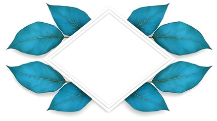 Blue Leaves Frame with White Center Space.