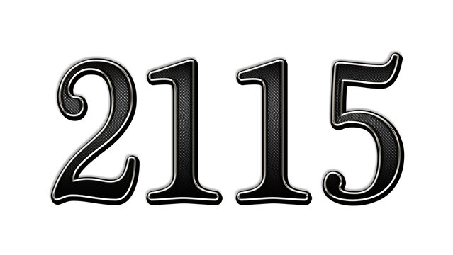 black metal 3d design of number 2115 on white background.