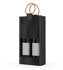 Jute Wine Bag Mockup with Wooden Handle and Transparent Window, Eco Friendly Packaging Design.