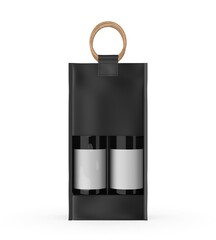 Jute Wine Bag Mockup with Wooden Handle and Transparent Window, Eco Friendly Packaging Design.