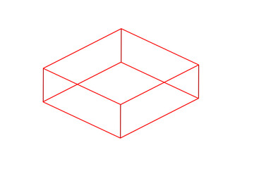 3D Isometric Red Wireframe Rectangular Prism