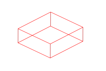 3D Isometric Red Wireframe Rectangular Prism