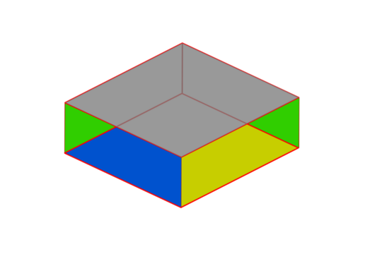 Colorful 3D Isometric Wireframe Box with Solid Surfaces - Powered by Adobe