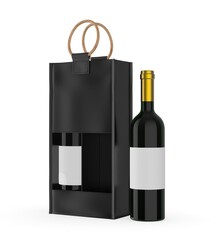 Jute Wine Bag Mockup with Wooden Handle and Transparent Window, Eco Friendly Packaging Design.
