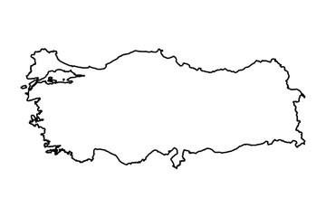 Black Outline Sketch Map of Turkey Country