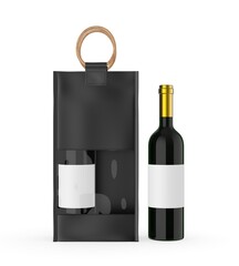 Jute Wine Bag Mockup with Wooden Handle and Transparent Window, Eco Friendly Packaging Design.