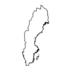 Obraz premium Black Outline Sketch Map of Sweden Country