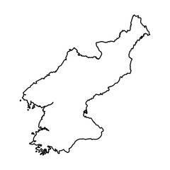 Obraz premium Black Outline Sketch Map of North Korea Country