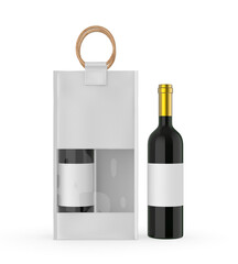 Jute Wine Bag Mockup with Wooden Handle and Transparent Window, Eco Friendly Packaging Design.