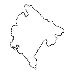 Obraz premium Black Outline Sketch Map of Montenegro Country