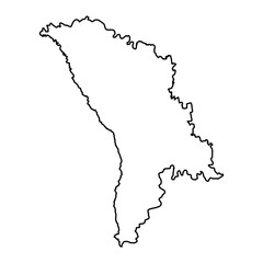 Black Outline Sketch Map of Moldova Country