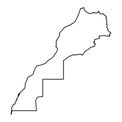 Black Outline Sketch Map of Morocco Country