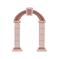 Naklejka premium Stone arch gate illustration as a minimalist decorative entrance symbol, evoking historic architecture, passage, portal and classical columns in a flat, simplified vector style