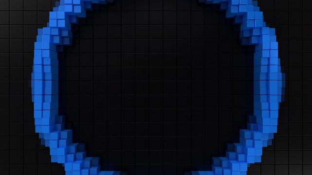 Blue Large Futuristic Ring Seamless Abstract 3D Loop. 3D rendering