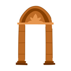 Naklejka premium Stone archway featuring an ancient architectural design with a decorative element at its apex, creating an open access point for passage and representing concepts of entry, history, and transition