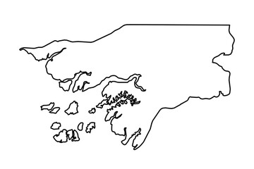 Black Outline Sketch Map of Guinea Bissau Country