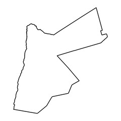 Black Outline Sketch Map of Jordan Country