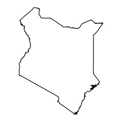 Black Outline Sketch Map of Kenya Country