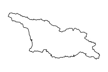 Black Outline Sketch Map of Georgia Country